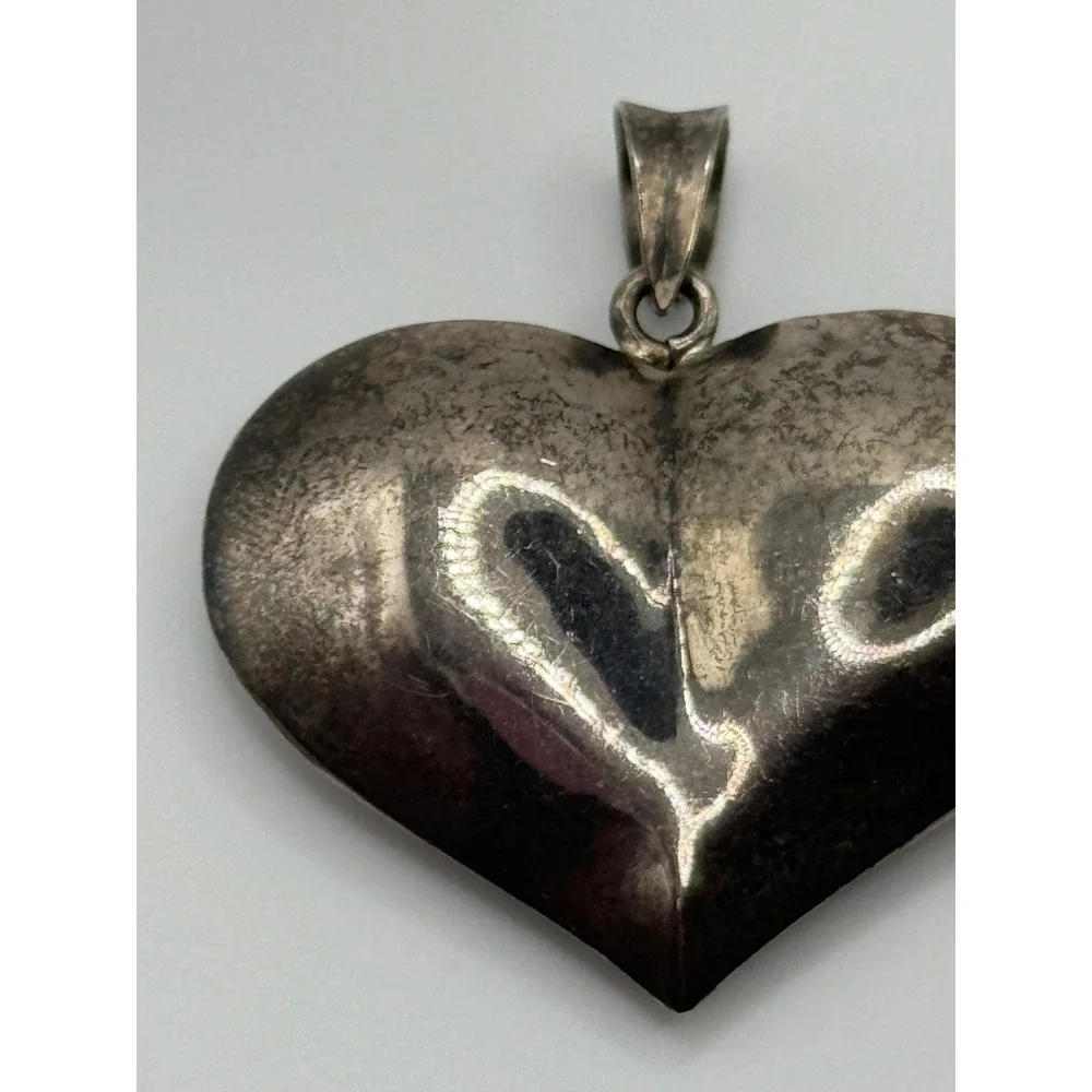 Vintage Sterling Silver 925 Puffy Heart Pendant
